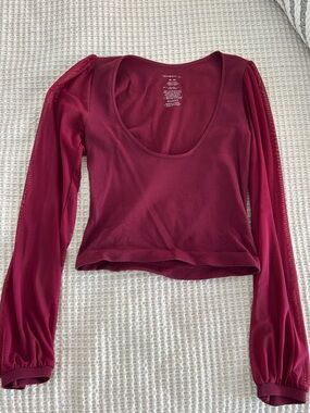 Free people burgundy mesh long sleeve top size medium / large